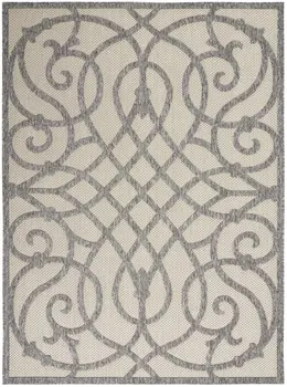 6' X 9' Cream And Gray Trellis Indoor Outdoor Area Rug
