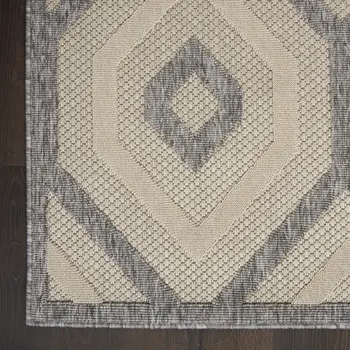 6' X 9' Cream And Gray Geometric Indoor Outdoor Area Rug
