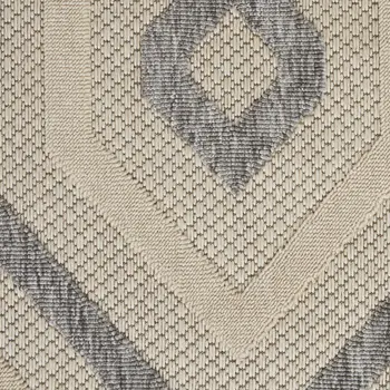 6' X 9' Cream And Gray Geometric Indoor Outdoor Area Rug
