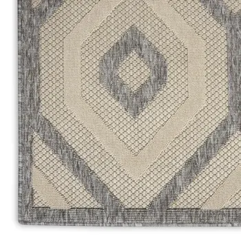 6' X 9' Cream And Gray Geometric Indoor Outdoor Area Rug