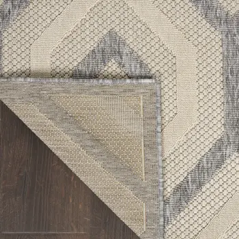 6' X 9' Cream And Gray Geometric Indoor Outdoor Area Rug
