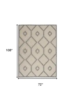 6' X 9' Cream And Gray Geometric Indoor Outdoor Area Rug