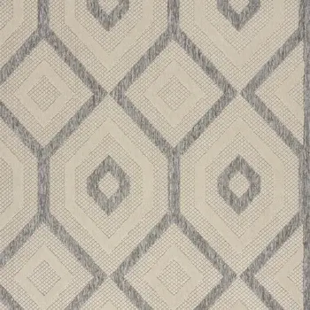 6' X 9' Cream And Gray Geometric Indoor Outdoor Area Rug