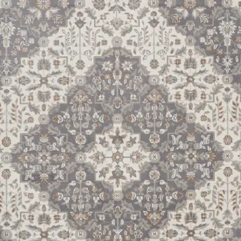 8' X 10' Ivory and Gray Floral Non Skid Area Rug