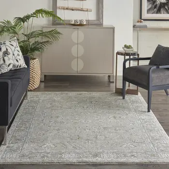 4' X 6' Gray and Dark Gray Floral Power Loom Area Rug