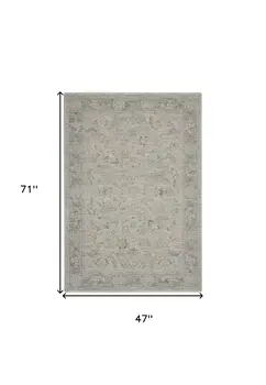 4' X 6' Gray and Dark Gray Floral Power Loom Area Rug