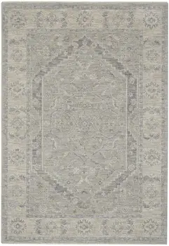 4' X 6' Gray and Dark Gray Floral Medallion Power Loom Area Rug