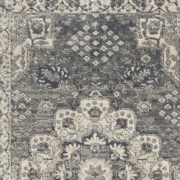 4' X 6' Gray and Dark Gray Floral Medallion Power Loom Area Rug