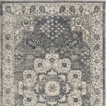 4' X 6' Gray and Dark Gray Floral Medallion Power Loom Area Rug