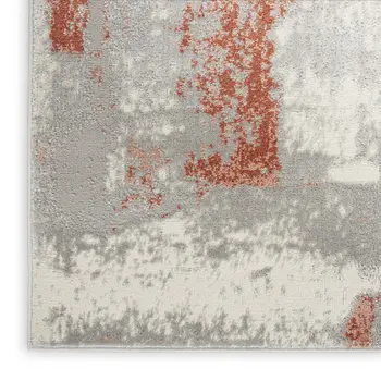 8' X 10' Gray and Red Abstract Non Skid Area Rug