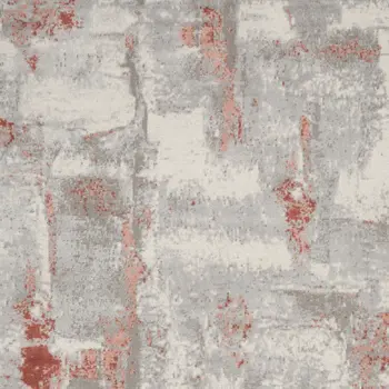 8' X 10' Gray and Red Abstract Non Skid Area Rug