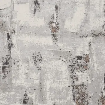 8' X 10' Ivory Black and Gray Abstract Non Skid Area Rug