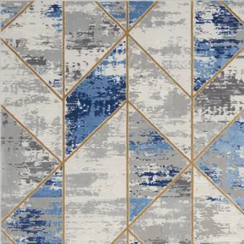 8' X 10' Ivory Blue and Gray Abstract Non Skid Area Rug