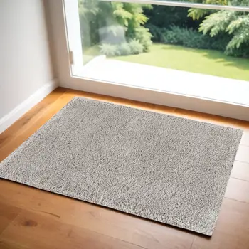 3' X 4' Gray Shag Distressed Area Rug