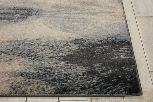 5' X 7' Gray Black and Beige Abstract Non Skid Area Rug