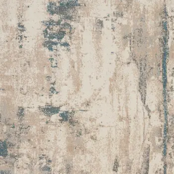 5' X 7' Teal and Ivory Abstract Non Skid Area Rug