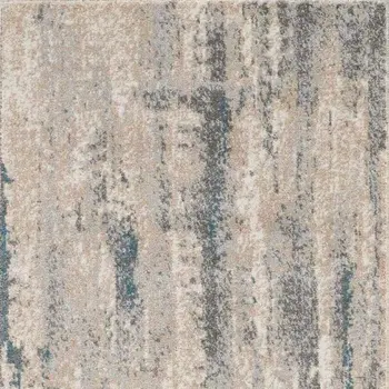8' Teal and Ivory Abstract Non Skid Runner Rug