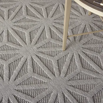 6' X 9' Light Gray And Gray Geometric Indoor Outdoor Area Rug