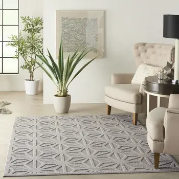 6' X 9' Light Gray And Gray Geometric Indoor Outdoor Area Rug