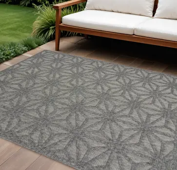 6' X 9' Dark Gray And Light Gray Geometric Indoor Outdoor Area Rug
