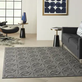 6' X 9' Dark Gray And Light Gray Geometric Indoor Outdoor Area Rug
