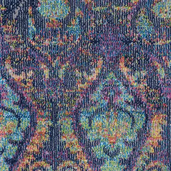 2' X 4' Blue and Yellow Trellis Distressed Non Skid Area Rug