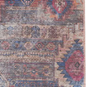8' X 10' Coral and Beige Floral Medallion Distressed Non Skid Area Rug