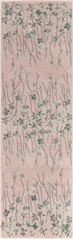 7' Pink Gray and Blue Floral Vines Runner Rug
