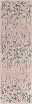 7' Pink Gray and Blue Floral Vines Runner Rug