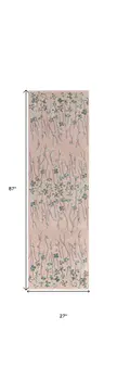 7' Pink Gray and Blue Floral Vines Runner Rug