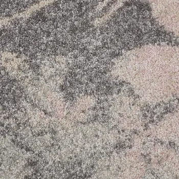 7' Gray And Pink Floral Runner Rug