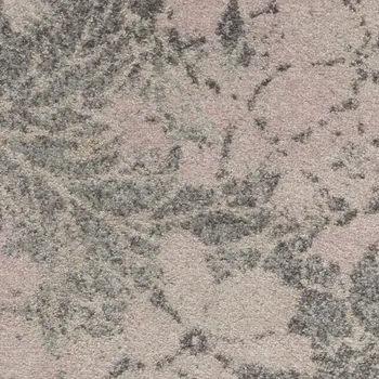 7' Gray And Pink Floral Runner Rug