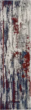 8' Tan Black and Ivory Floral Vines Non Skid Runner Rug