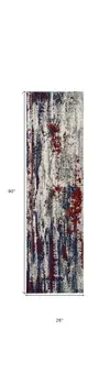 8' Tan Black and Ivory Floral Vines Non Skid Runner Rug