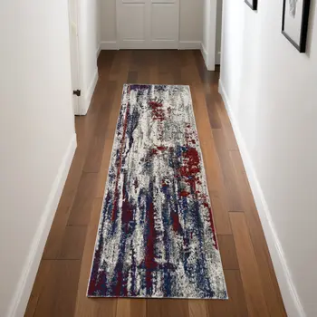 8' Tan Black and Ivory Floral Vines Non Skid Runner Rug