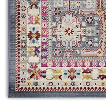 8' X 10' Ivory Pink And Gray Floral Distressed Non Skid Area Rug