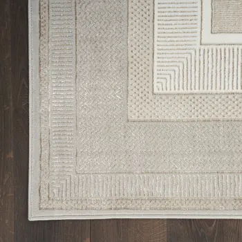 8' X 10' Ivory and Gray Geometric Non Skid Area Rug