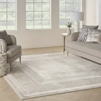8' X 10' Ivory and Gray Geometric Non Skid Area Rug