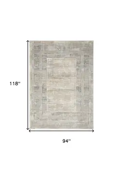 8' X 10' Ivory Blue and Gray Geometric Non Skid Area Rug