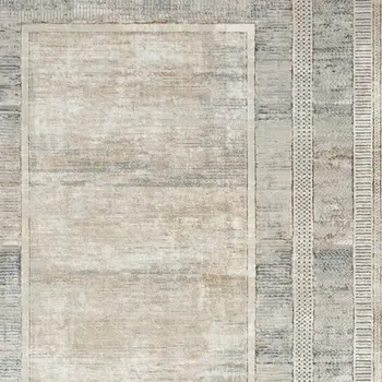 8' X 10' Ivory Blue and Gray Geometric Non Skid Area Rug