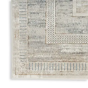 8' X 10' Ivory Blue and Gray Geometric Non Skid Area Rug