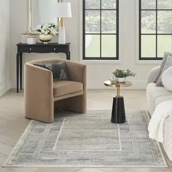 8' X 10' Ivory Blue and Gray Geometric Non Skid Area Rug