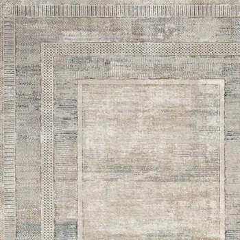 8' X 10' Ivory Blue and Gray Geometric Non Skid Area Rug
