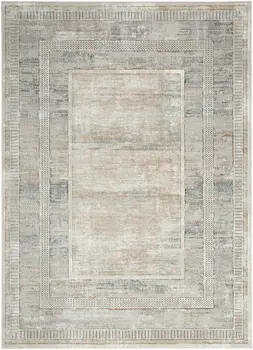 8' X 10' Ivory Blue and Gray Geometric Non Skid Area Rug