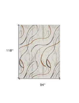 8' X 10' Ivory Brown and Gray Abstract Non Skid Area Rug