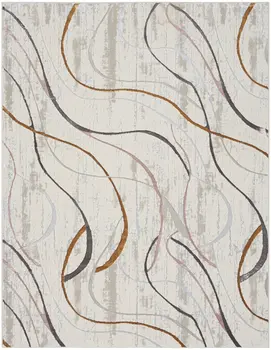 8' X 10' Ivory Brown and Gray Abstract Non Skid Area Rug