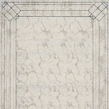 8' X 10' Ivory Black and Gray Geometric Non Skid Area Rug