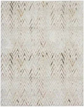 8' X 10' Ivory Brown and Gray Chevron Distressed Non Skid Area Rug