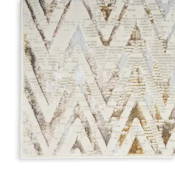 8' X 10' Ivory Brown and Gray Chevron Distressed Non Skid Area Rug