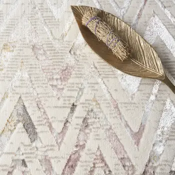 8' X 10' Ivory Brown and Gray Chevron Distressed Non Skid Area Rug